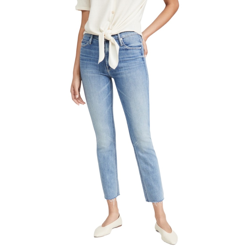 Mother Denim The Mid-Rise Dazzler Crop Fray Jeans Size 25 Blowing Kisses Wash